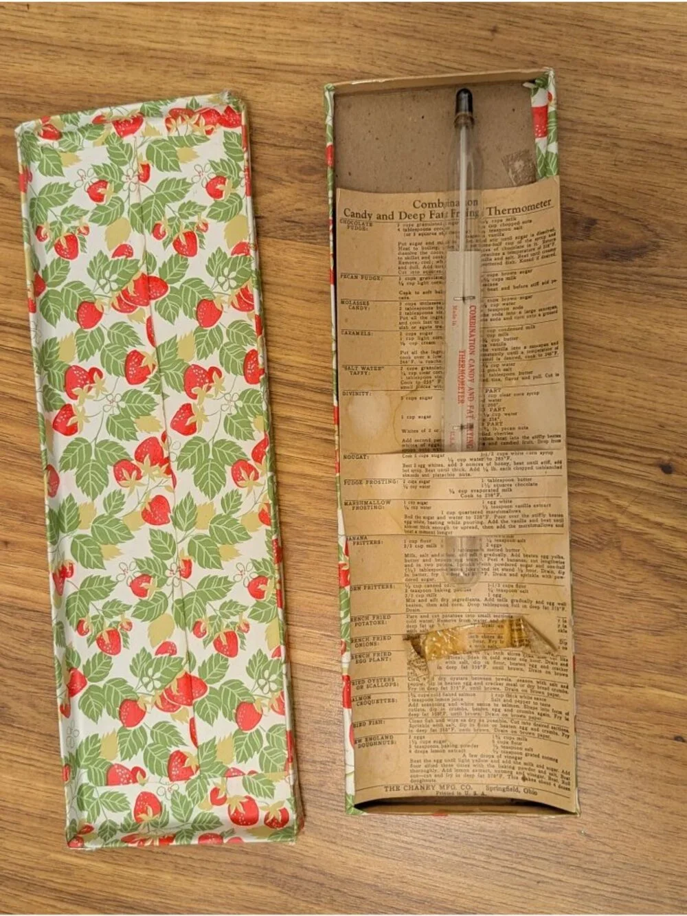 Vintage Combination Candy & Deep Fat Frying Thermometer With Strawberry Pattern